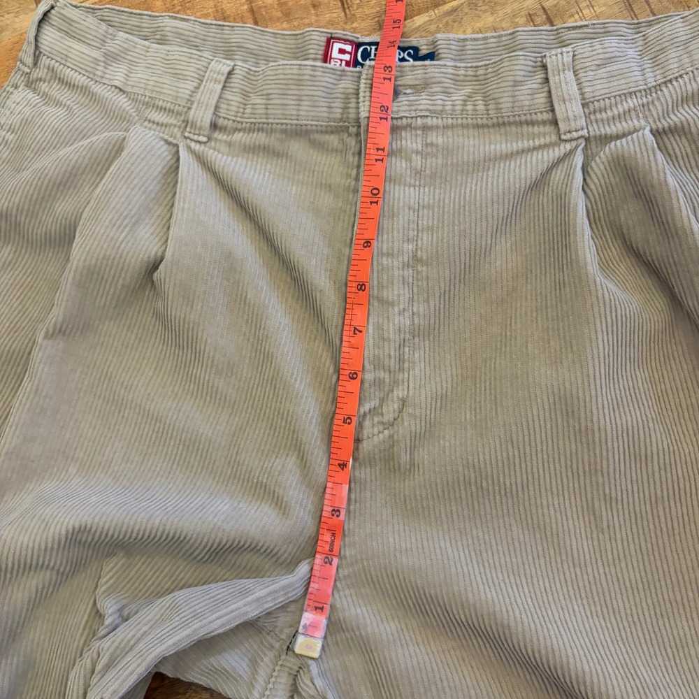Vintage Chaps Ralph Lauren Corduroy Pleated Pants 38x34 Cuffed Baggy Tan 90s - Picture 10 of 14